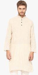 Vivid India Beige Striped Kurta Men