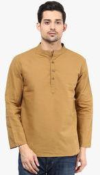 Vivid India Khaki Solid Kurta Men