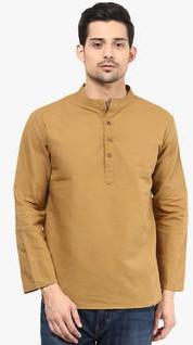 Vivid India Khaki Solid Kurta men