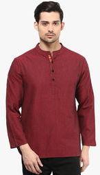 Vivid India Maroon Solid Kurta Men