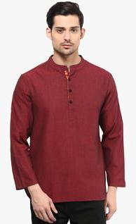 Vivid India Maroon Solid Kurta men