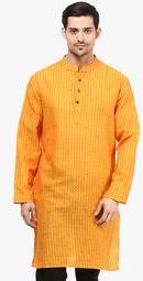 Vivid India Orange Striped Kurta Men