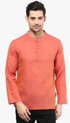 Vivid India Peach Solid Kurta Men