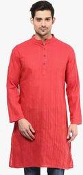 Vivid India Pink Solid Kurta Men