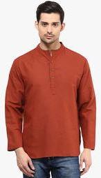 Vivid India Rust Solid Kurta Men