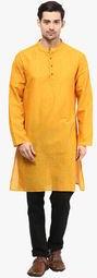 Vivid India Yellow Solid Kurta Men