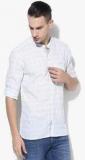 Voi Off White Checked Slim Fit Casual Shirt Men