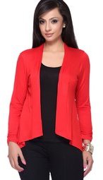 Vovoka Red Solid Shrug Women