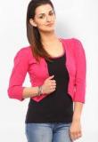 Vvoguish Pink Solid Shrug Women