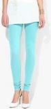 W Aqua Blue Solid Churidar Women