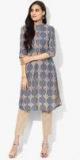 W Beige Printed Straight Kurta women