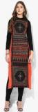 W Black Printed Cotton Polyester Kurta women