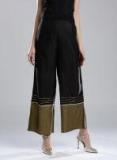 W Black Striped Wide Leg Palazzos Women