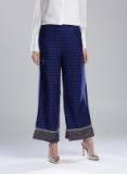 W Blue Printed Parallel Trouser Women