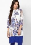 W Cotton Blue Printed Kurta Women