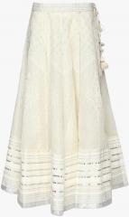 W Cream Printed Flared Skirt women