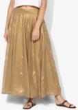 W Golden Solid Flared Skirt Women