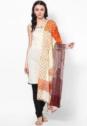 W Maroon Printed Dupatta Women