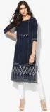 W Navy Blue Printed Kurtas women