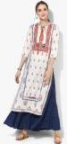 W Off White Printed Cotton Kurta women