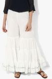 W Off White Solid Flared Fit Palazzo women