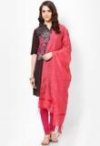 W Pink Solid Cotton Blend Dupatta Women