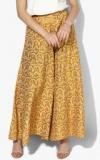 W Yellow Printed Flared Fit Palazzo women