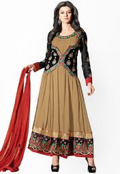 We-desi Embroidered Beige Dress Material Women