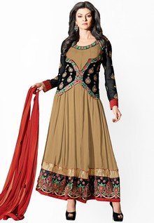 We-desi Embroidered Beige Dress Material women