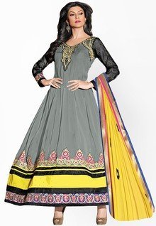 We-desi Embroidered Grey Dress Material women