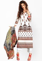 We-Desi Embroidered White Dress Material Women