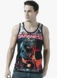 Wear Your Mind Black Printed Round Neck Vest Men