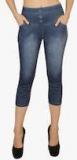 Westwood Blue Solid Skinny Fit Capri Women