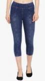 Westwood Blue Solid Skinny Fit Capris Women