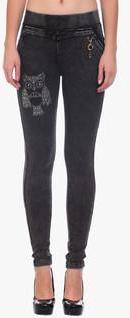 Wild Hawk Black Embroidered Jeans women