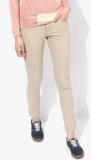 Wills Lifestyle Beige Solid Slim Fit Chinos women