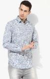 Wills Lifestyle Blue Printed Slim Fit Casual Shirt men