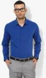 Wills Lifestyle Blue Solid Slim Fit Formal Shirt Men