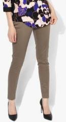 Wills Lifestyle Brown Solid Slim Fit Chinos women