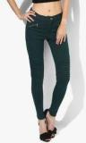 Wills Lifestyle Green Solid Jeggings Women