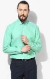 Wills Lifestyle Green Solid Regular Fit Formal Shirt Men