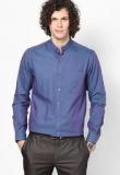 Wills Lifestyle Navy Blue Solid Formal Shirt Men