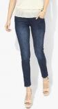 Wills Lifestyle Navy Blue Washed Mid Rise Skinny Fit Jeans women