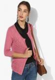 Wills Lifestyle Pink Self Pattern Shrug Women