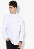 Wills Lifestyle White Solid Slim Fit Casual Shirt Men