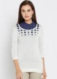 Wills Lifestyle White Solid Sweater Women