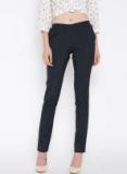 Wills Lifestyle Women Navy Slim Formal Trousers