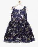 Winakki Navy Blue Printed Party Dress girls