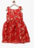 Winakki Red Printed Party Dress girls