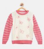 Wingsfield Cream Coloured & Pink Printed Pullover With Sequinned Detail Girls